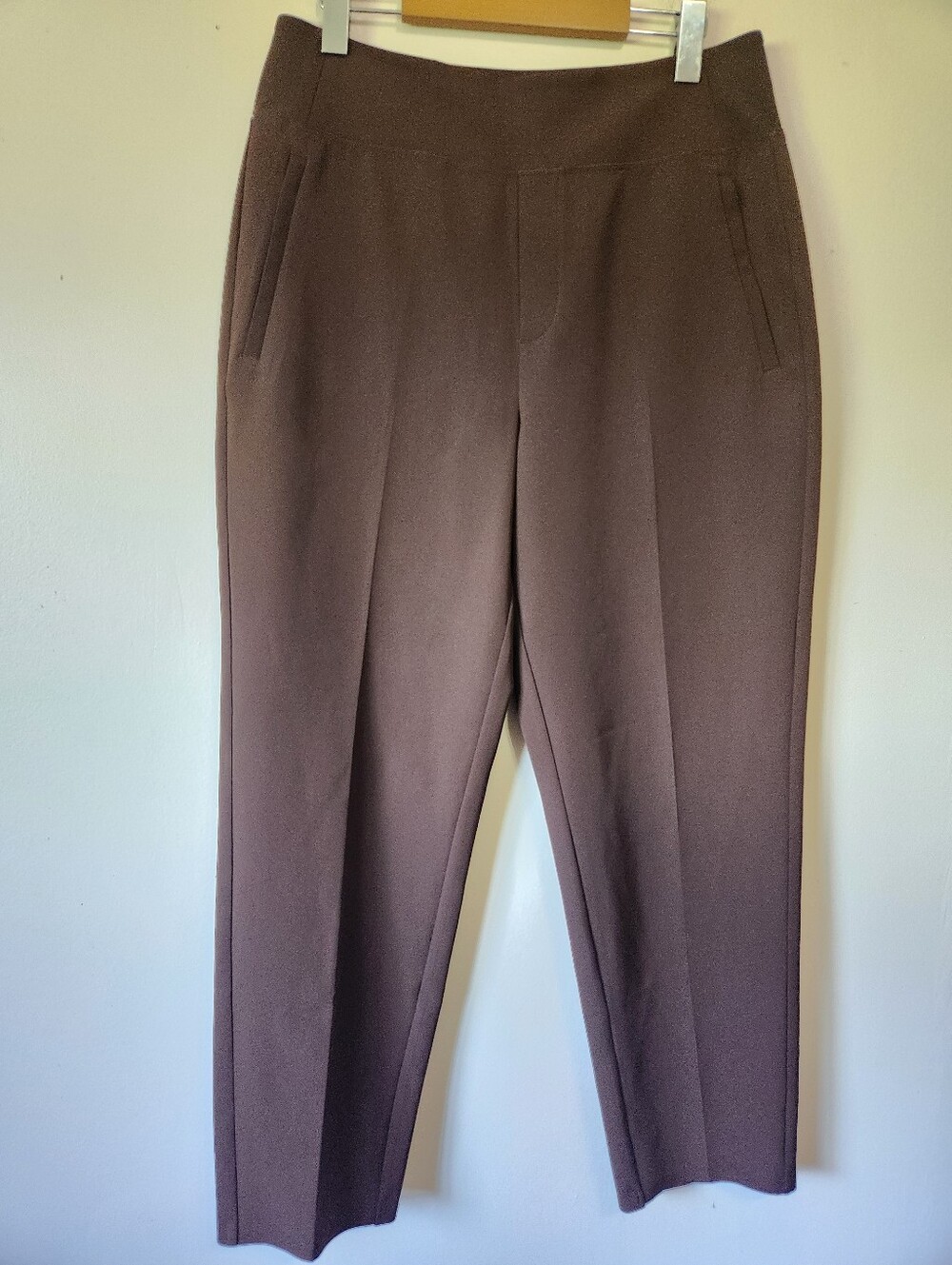 Athleta Endless High Rise Straight Leg Pant Woodland Brown Work Trouser Size 10